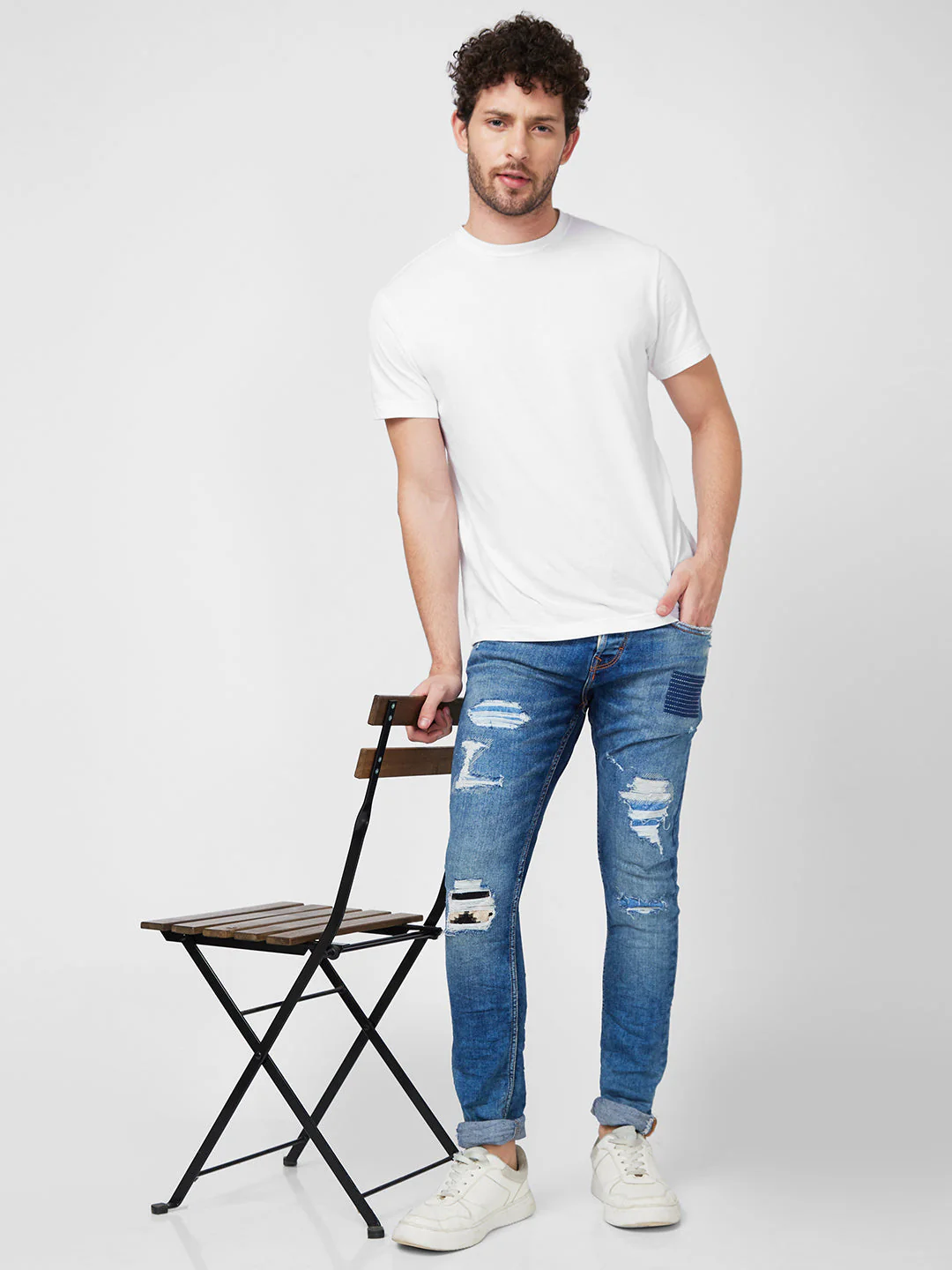Men Jeans Slim Fit Blue Low Rise - Image 6