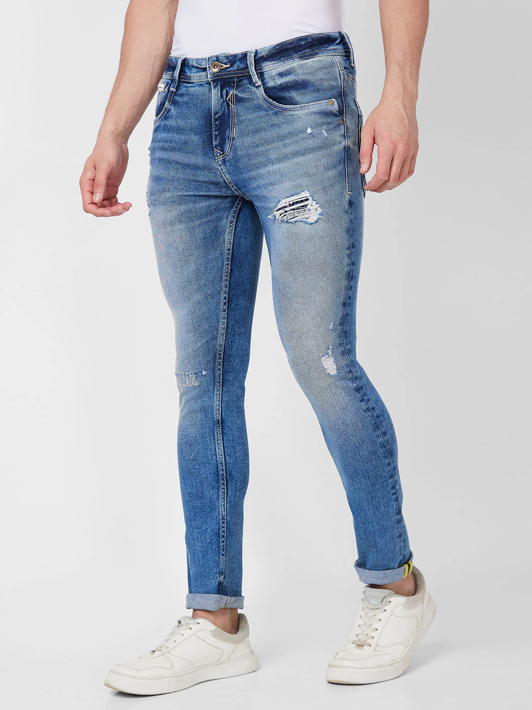 Men Jeans Regular Fit Blue Mid Rise - Image 4