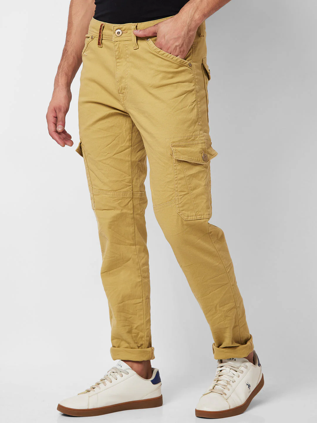 Men Jeans Regular Fit Khaki Mid Rise - Image 4