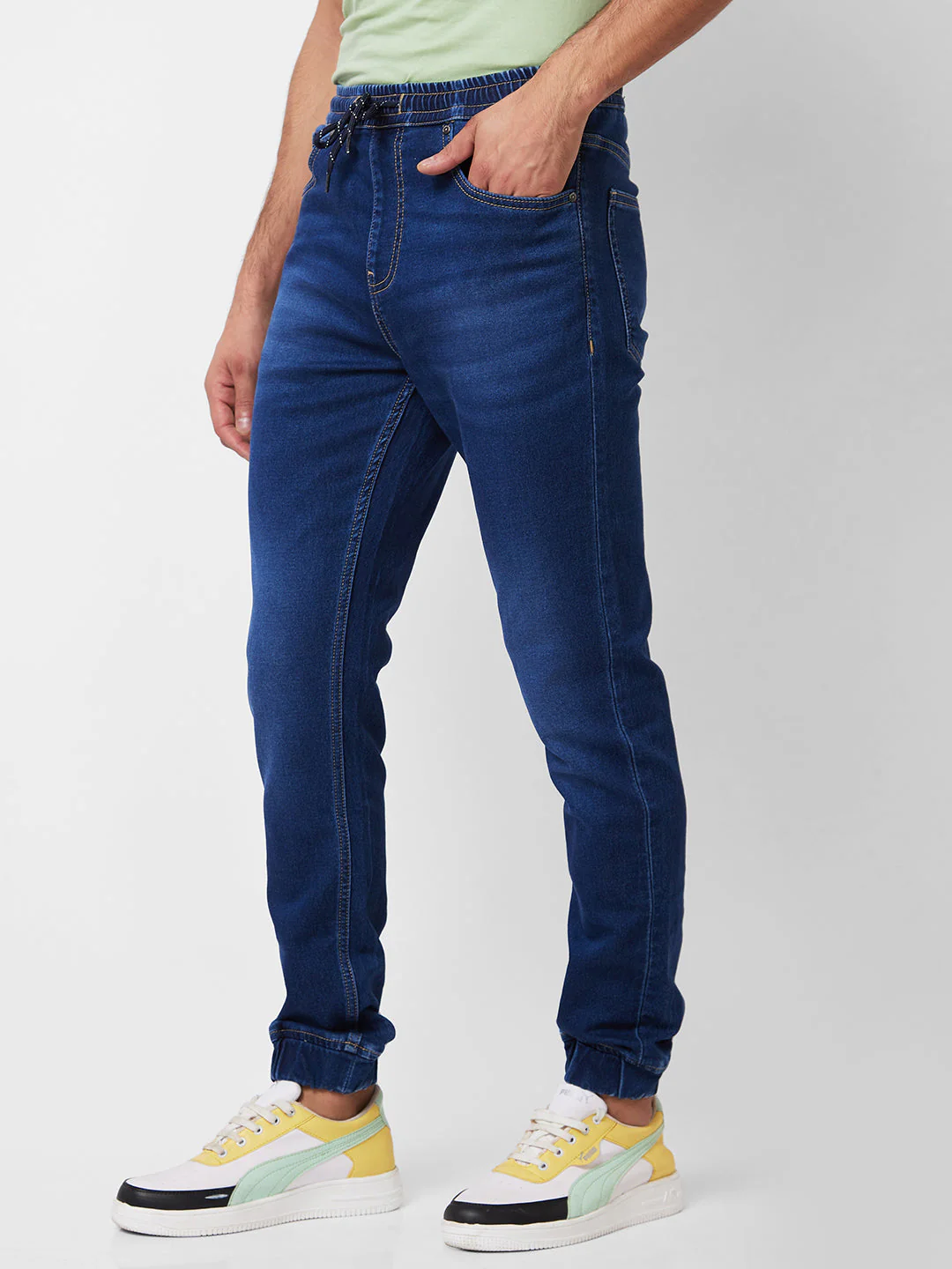 Men Jeans Regular Fit Blue High Rise - Image 4