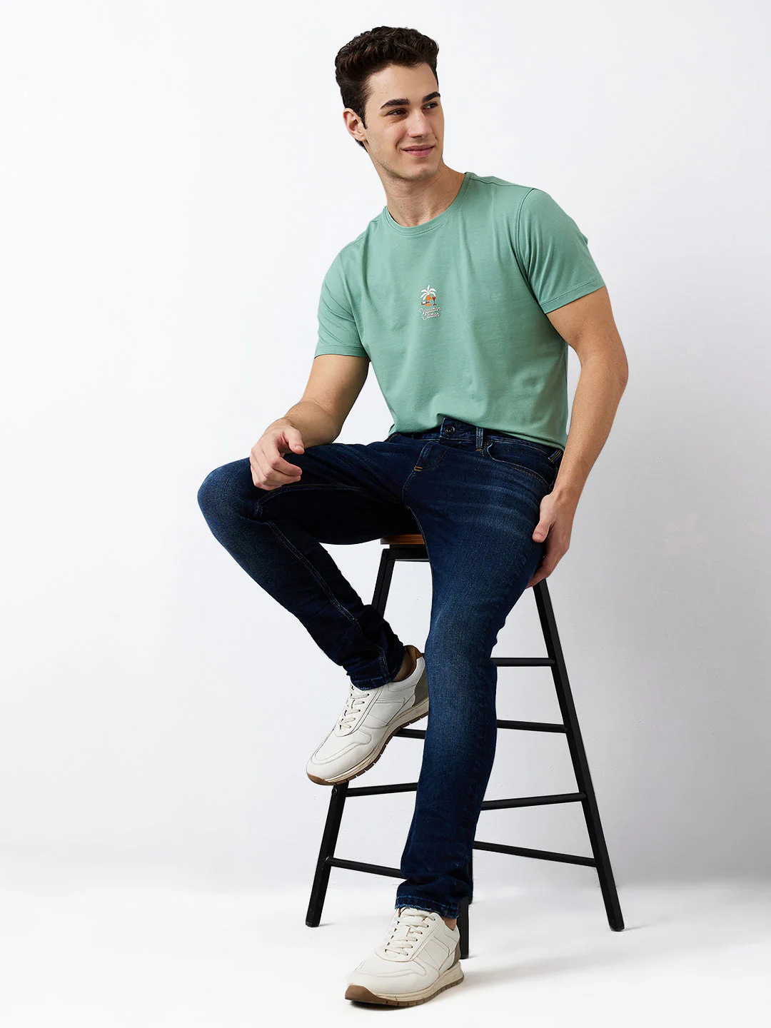 Men Jeans Slim Fit Dark Blue Low Rise - Image 7