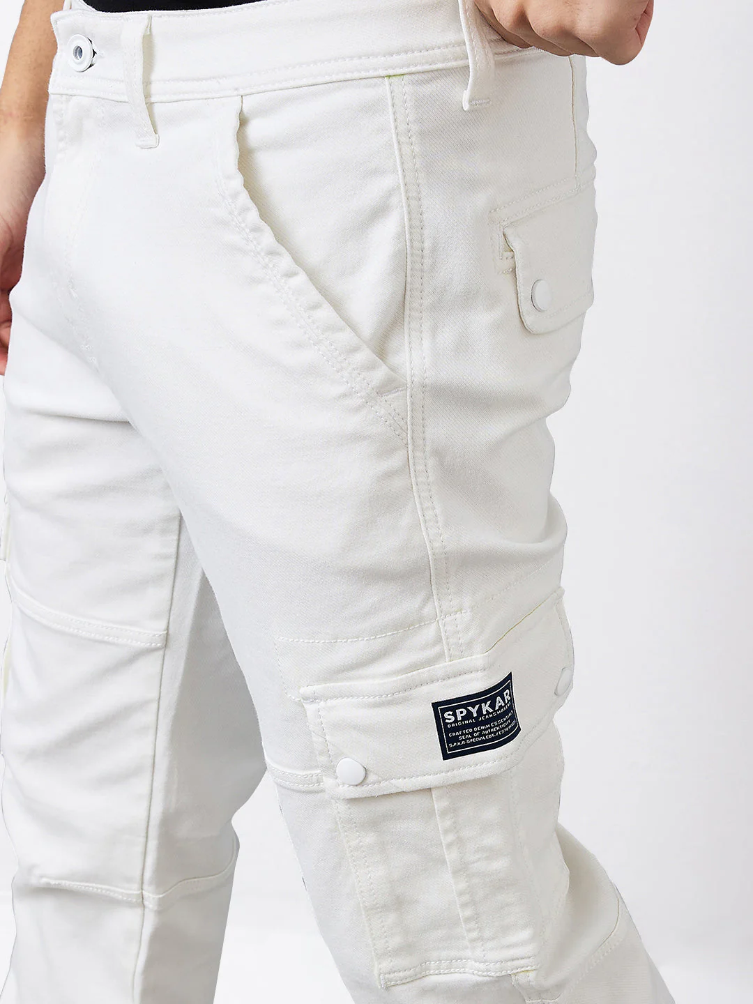 Men Jeans Regular Fit White Mid Rise - Image 6