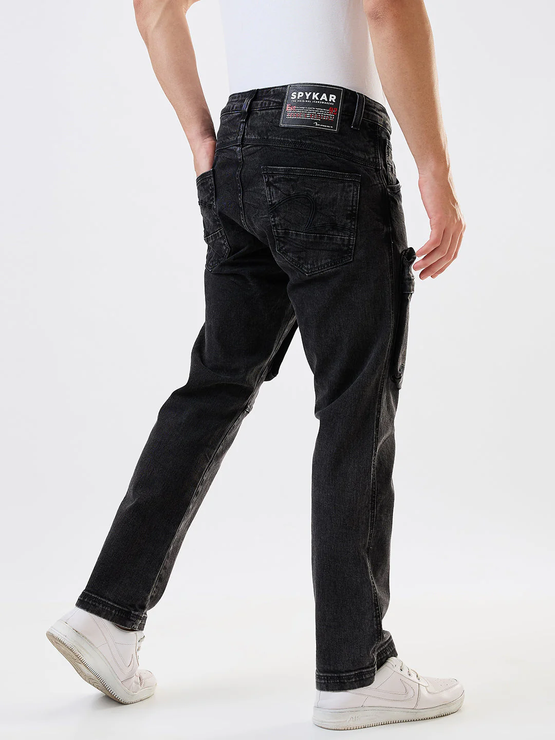 Men Jeans Relaxed Fit Black Mid Rise - Image 3