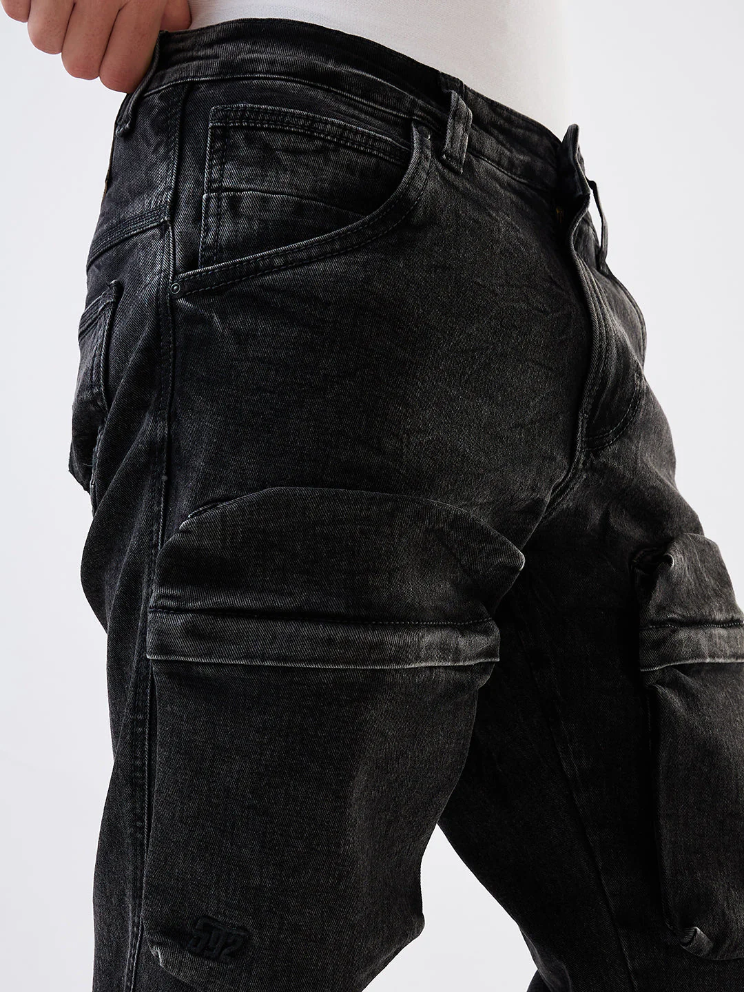 Men Jeans Relaxed Fit Black Mid Rise - Image 5