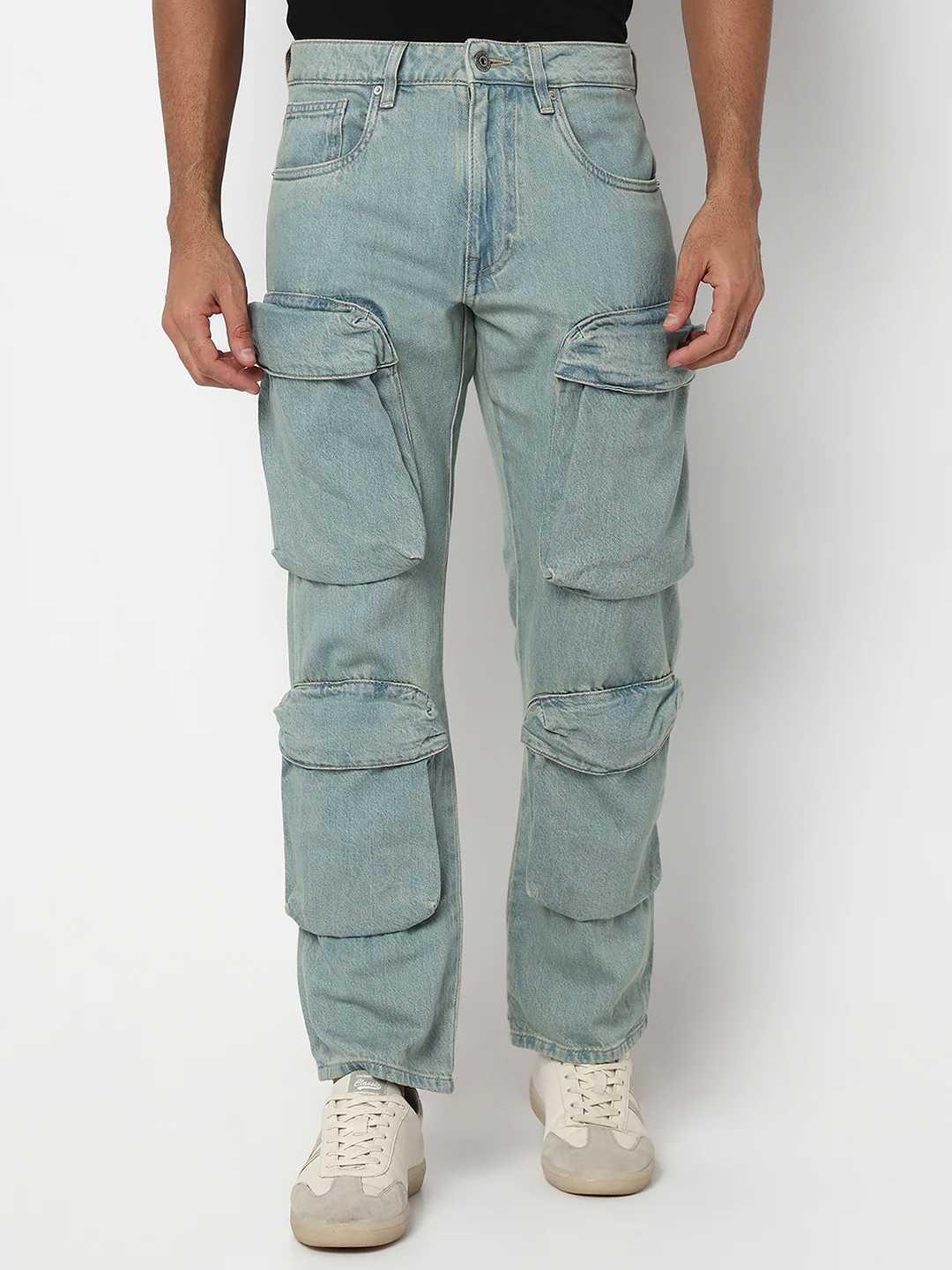 Men Jeans Relaxed Fit Blue Mid Rise