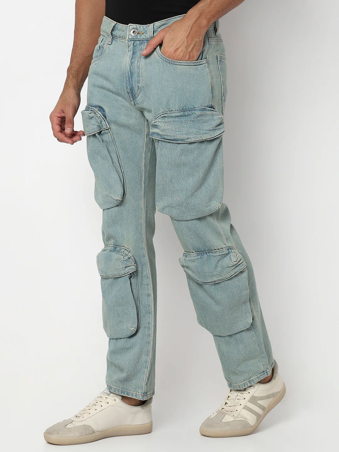 Men Jeans Relaxed Fit Blue Mid Rise - Image 2