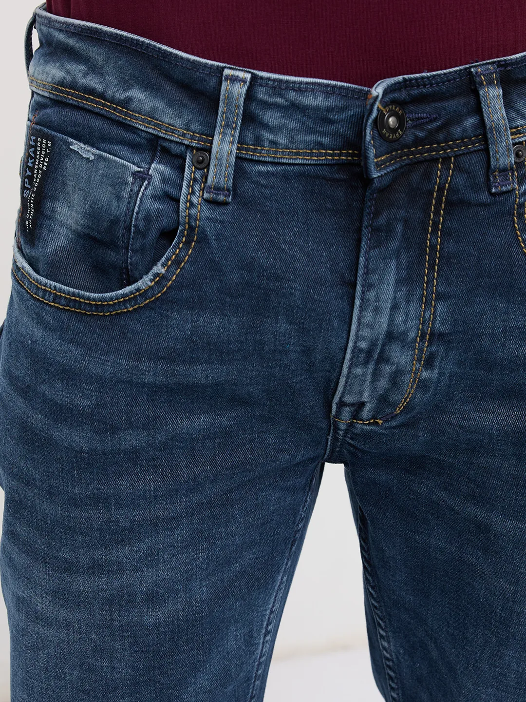 Men Rover Jeans Regular Fit Dark Blue Mid Rise - Image 6