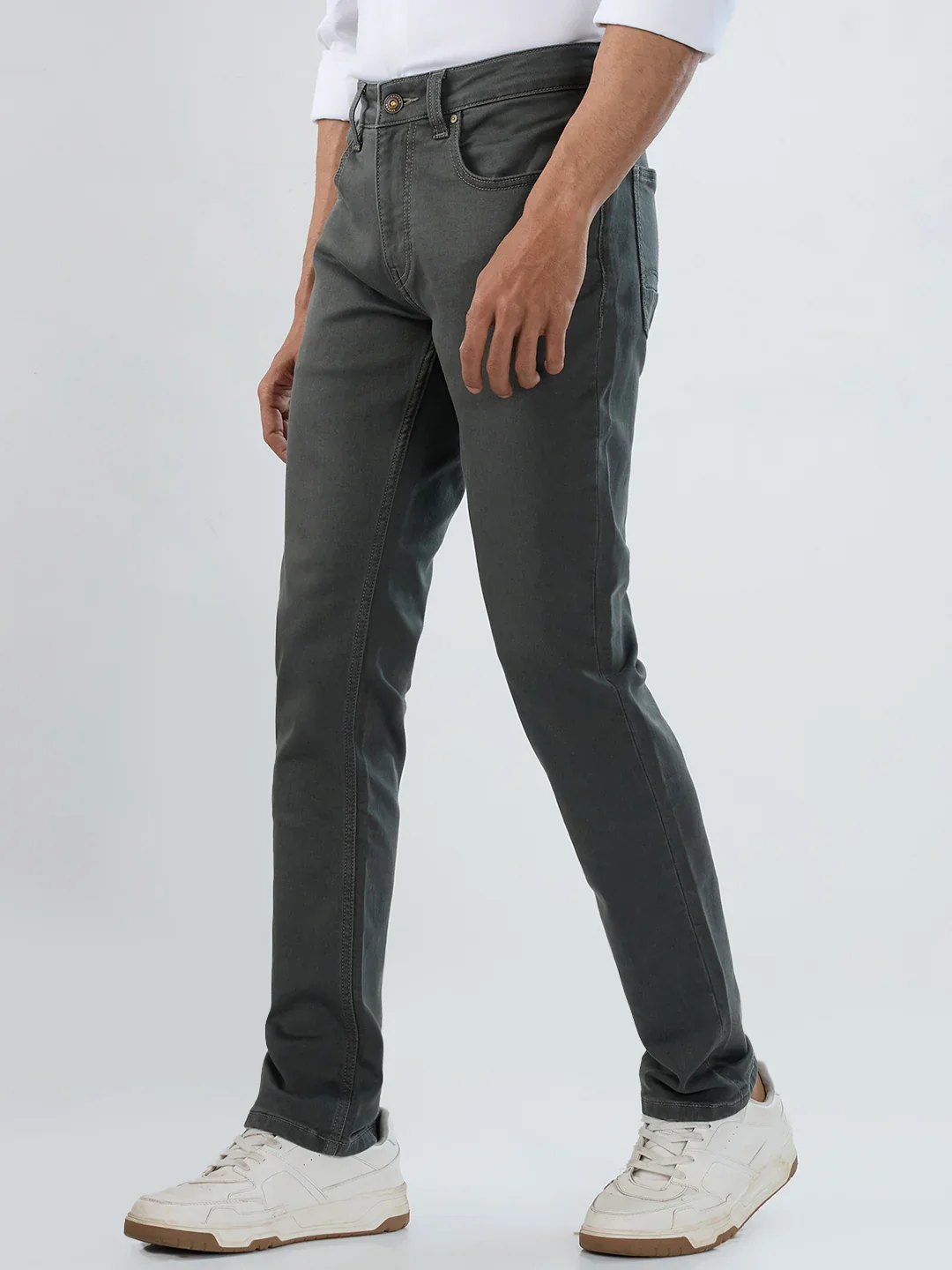 Men Rover Jeans Regular Fit Dark Olive Mid Rise - Image 3