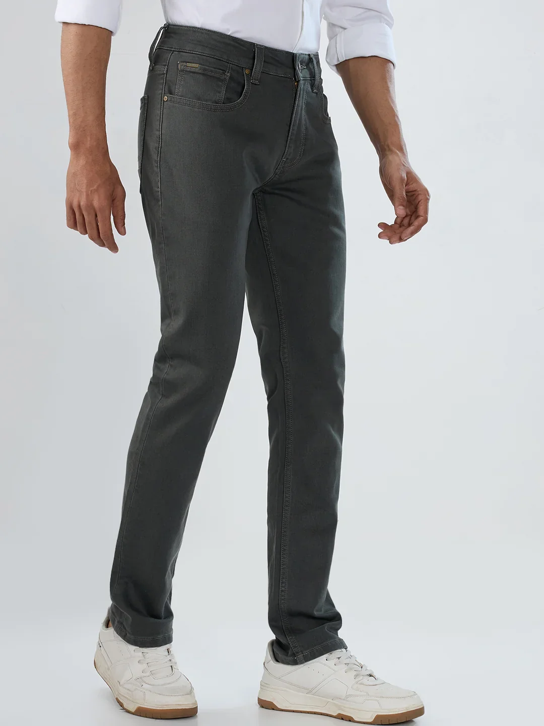 Men Rover Jeans Regular Fit Dark Olive Mid Rise - Image 5