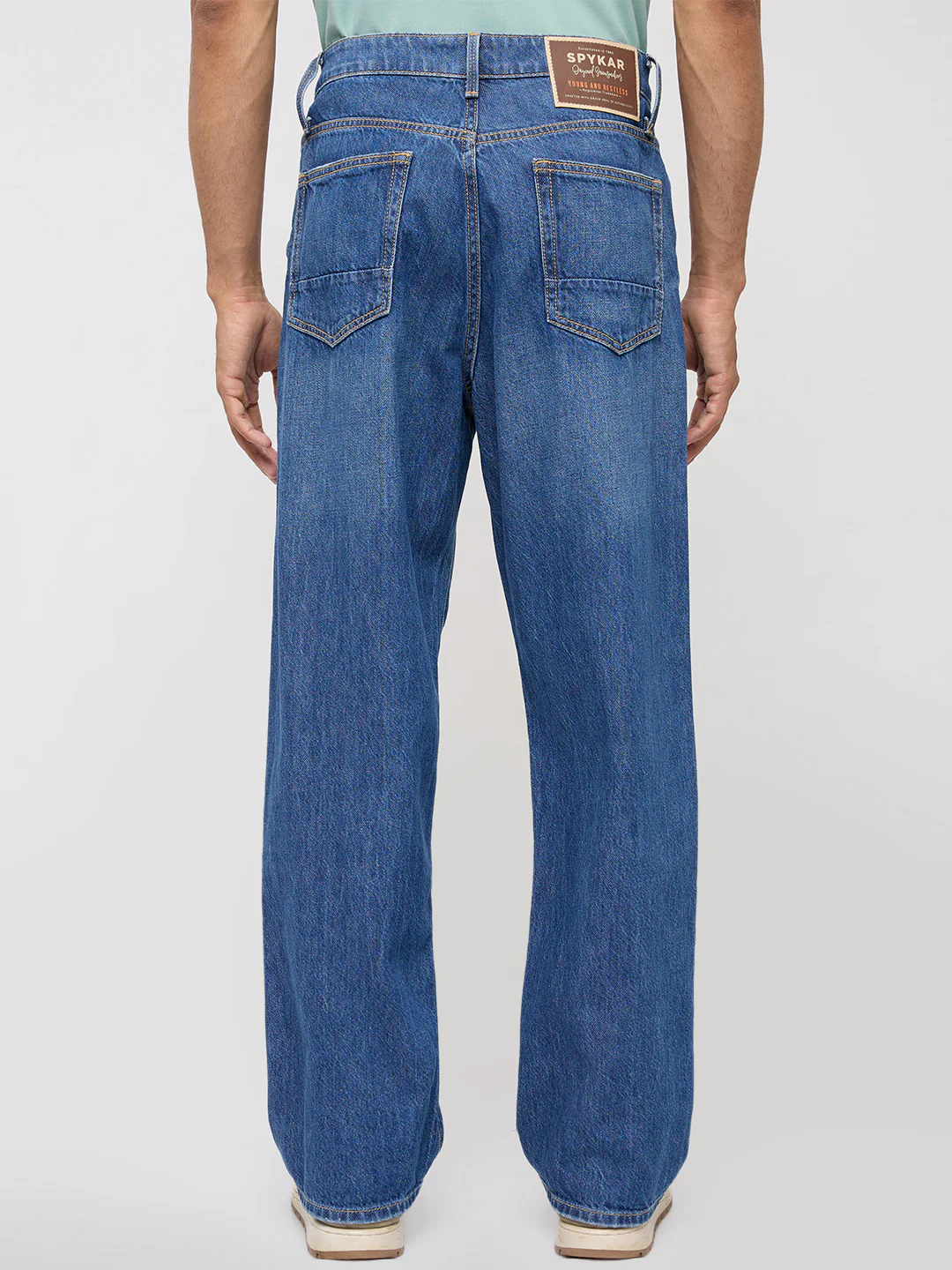 Men Ikemen Jeans Loose Fit Blue Mid Rise - Image 5