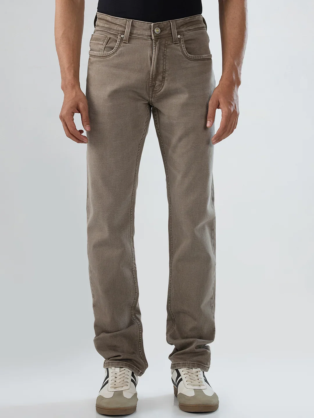 Men Rover Jeans Regular Fit Brown Mid Rise - Image 2