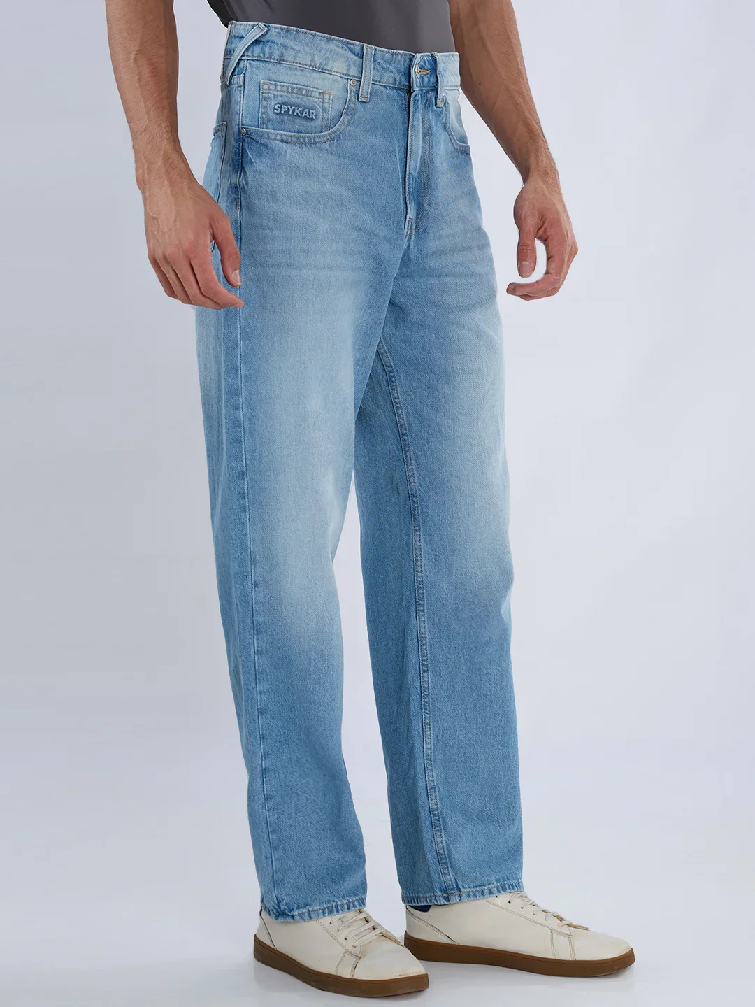 Men Ikemen Jeans Loose Fit Ice Blue Mid Rise - Image 4