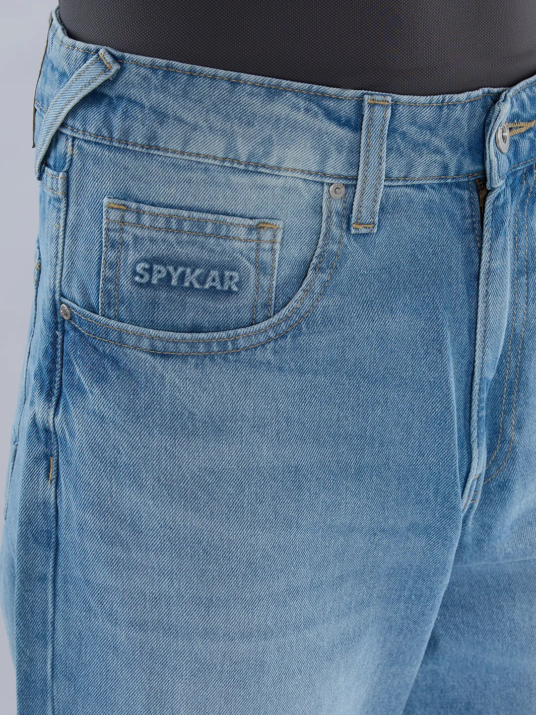 Men Ikemen Jeans Loose Fit Ice Blue Mid Rise - Image 6