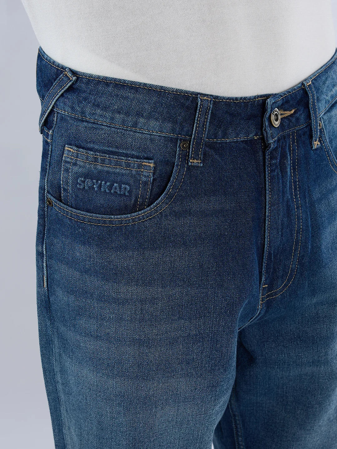 Men Jeans Loose Fit Vintage Blue Mid Rise - Image 6
