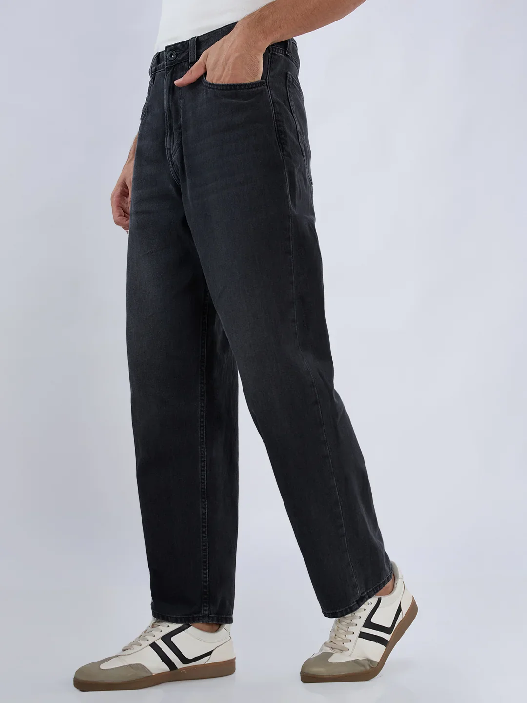 Men Ikemen Jeans Loose Fit Black Mid Rise - Image 3