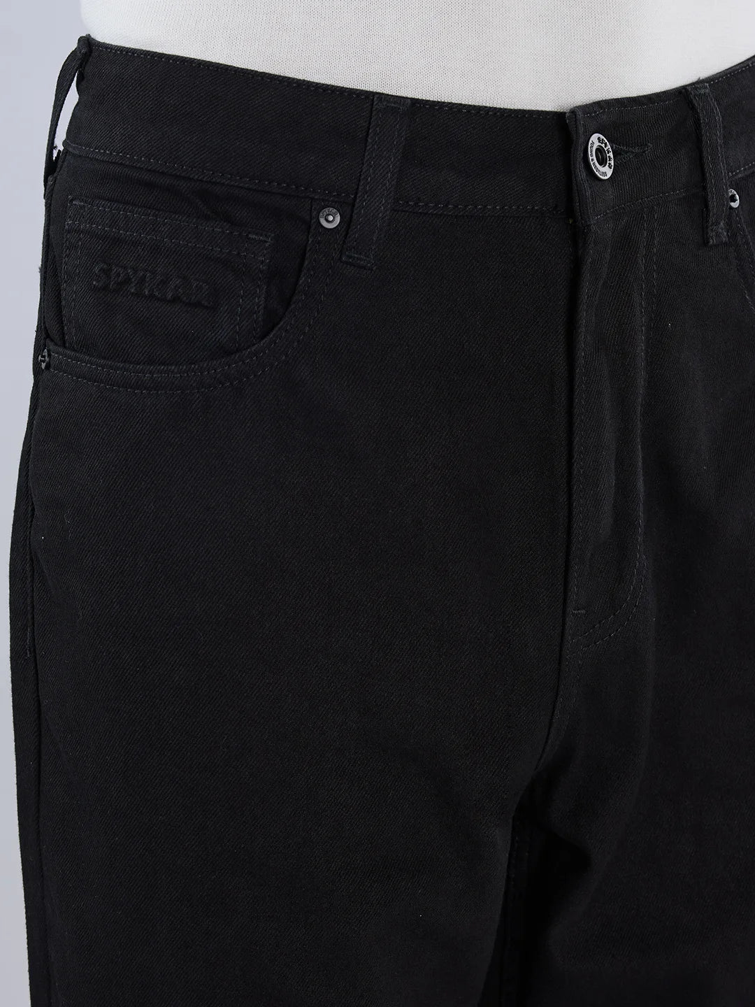 Men Ikemen Jeans Loose Fit Black Mid Rise - Image 6