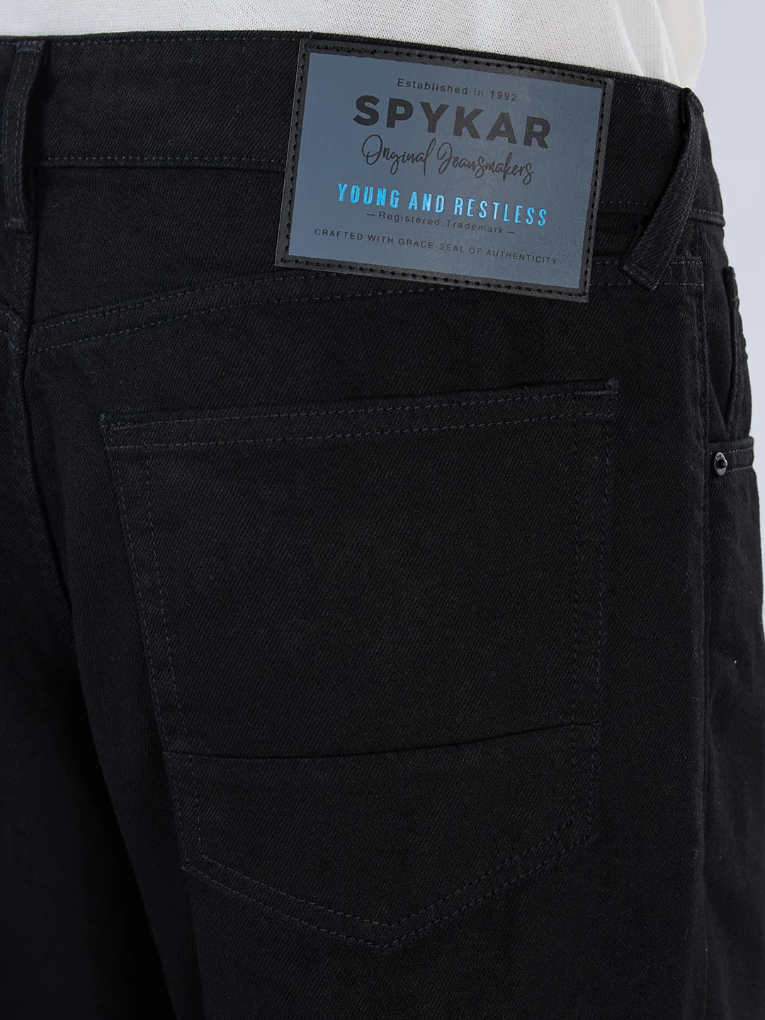 Men Ikemen Jeans Loose Fit Black Mid Rise - Image 7