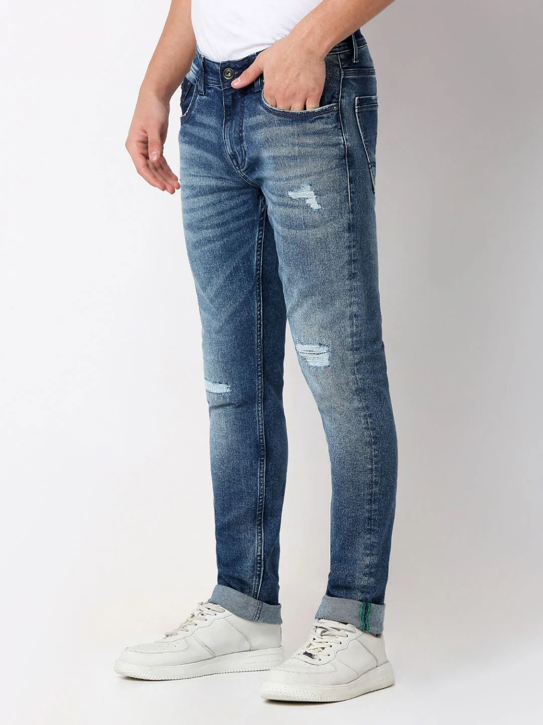 Men Jeans Skinny Fit Mid Blue Low Rise - Image 3