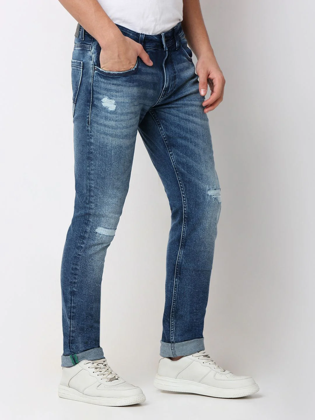 Men Jeans Skinny Fit Mid Blue Low Rise - Image 4