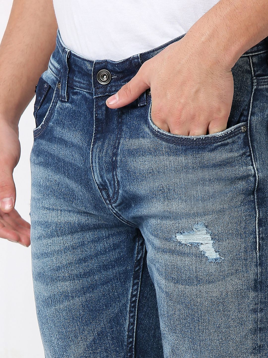 Men Jeans Skinny Fit Mid Blue Low Rise - Image 6