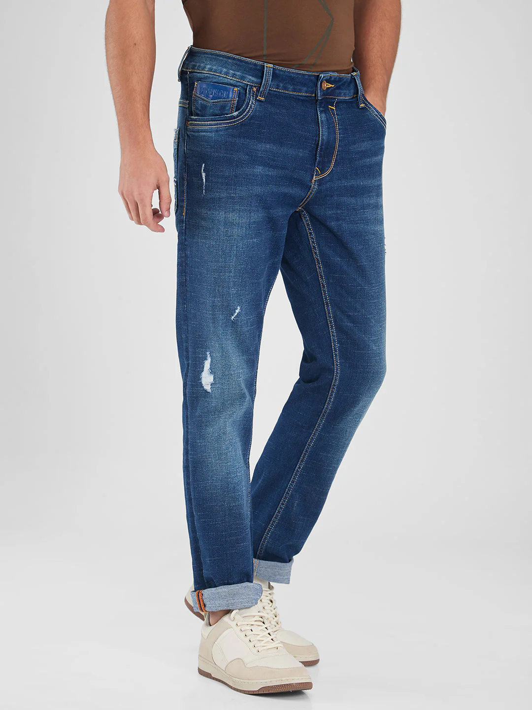 Men Jeans Regular Fit Blue Mid Rise - Image 4