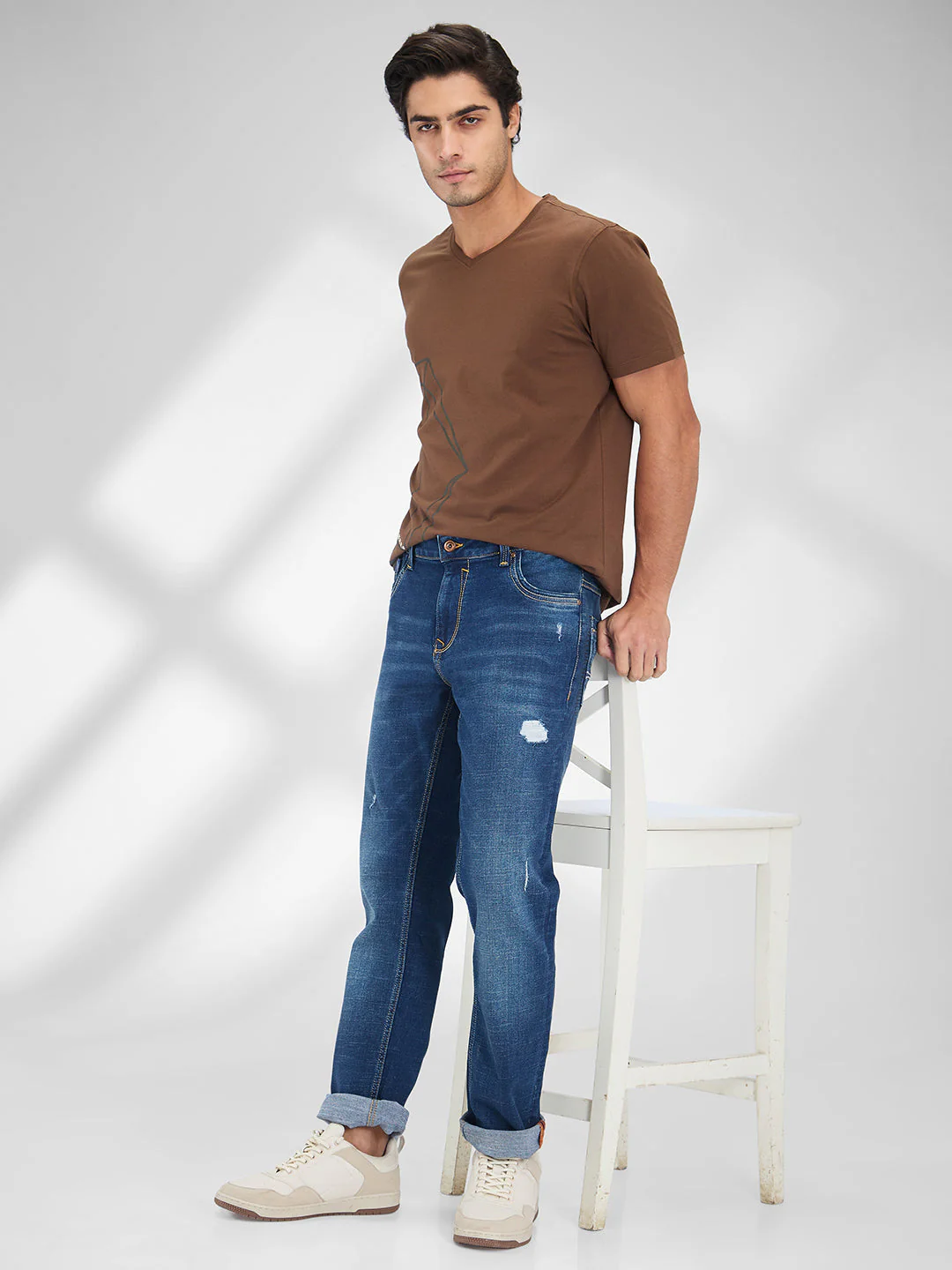 Men Jeans Regular Fit Blue Mid Rise - Image 6