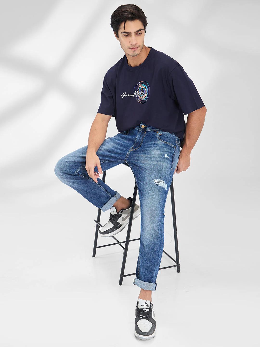 Men Jeans Regular Fit Blue Mid Rise - Image 6