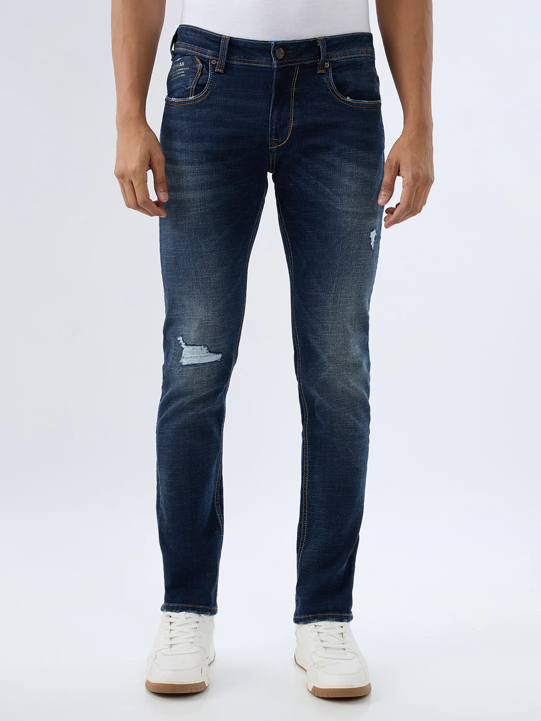 Men Kano Jeans Slim Fit Blue Low Rise