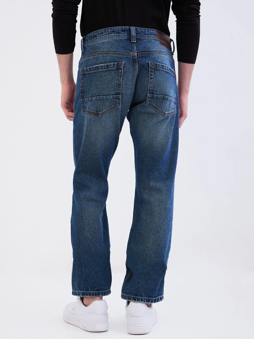 Men Jeans Relaxed Fit Blue Mid Rise - Image 4