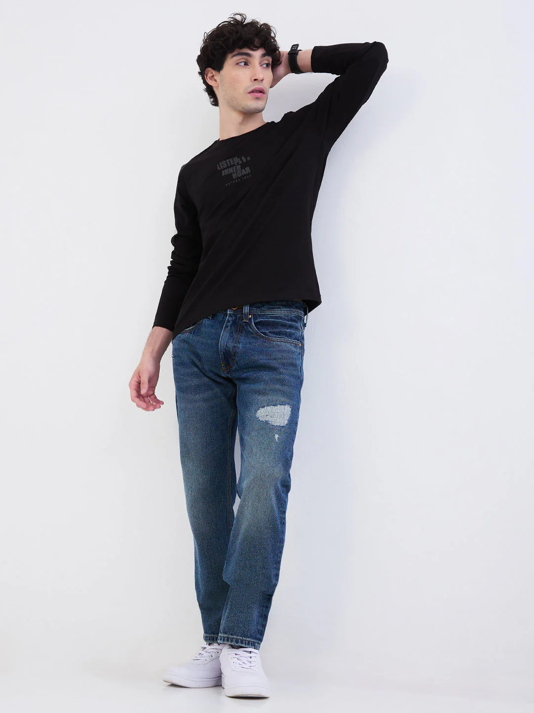 Men Jeans Relaxed Fit Blue Mid Rise - Image 5