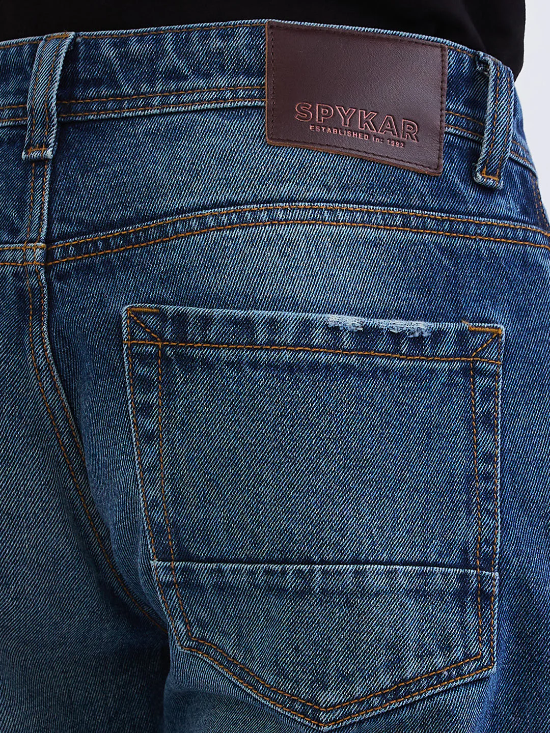 Men Jeans Relaxed Fit Blue Mid Rise - Image 6