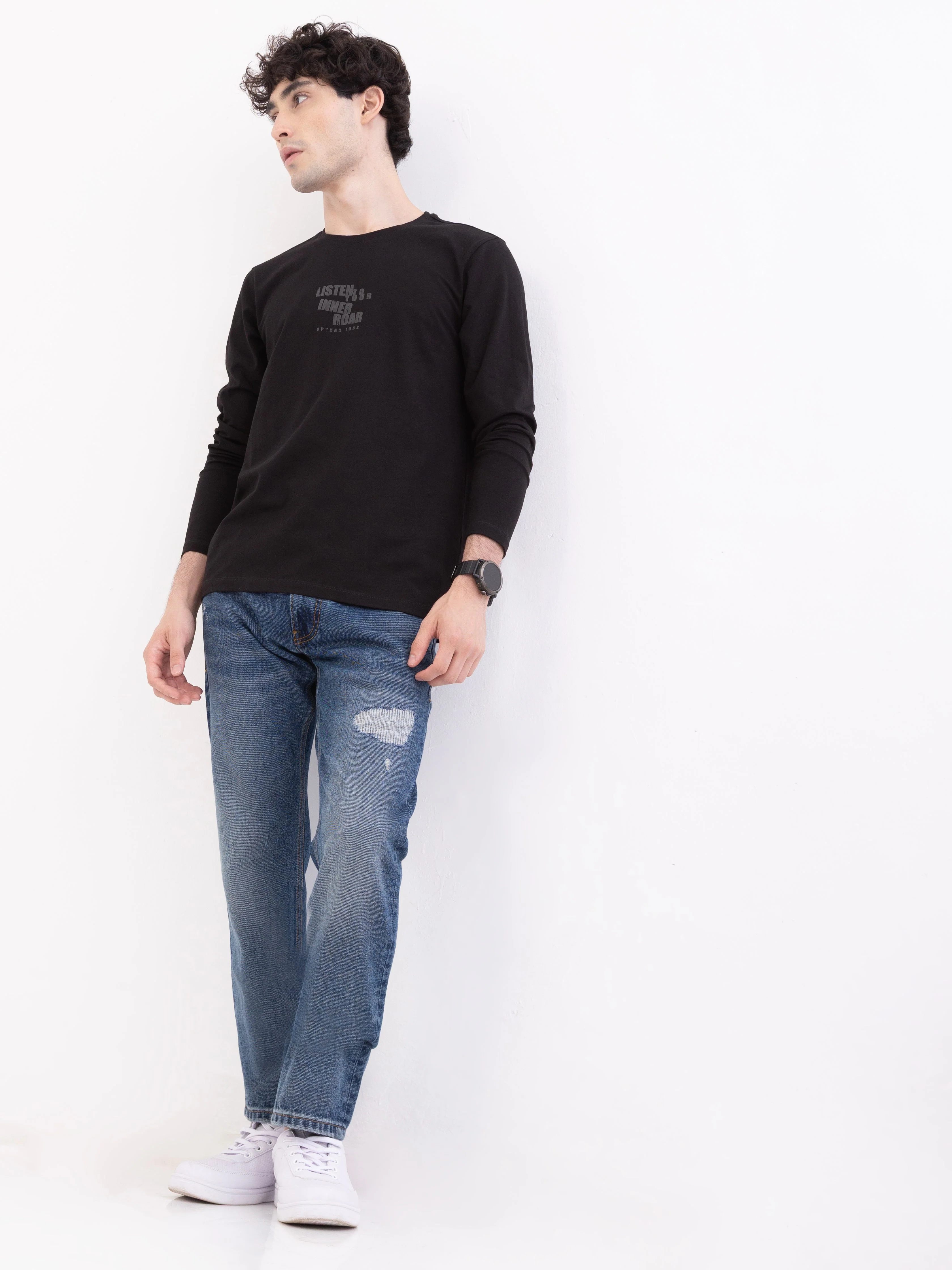 Men Jeans Relaxed Fit Blue Mid Rise - Image 7