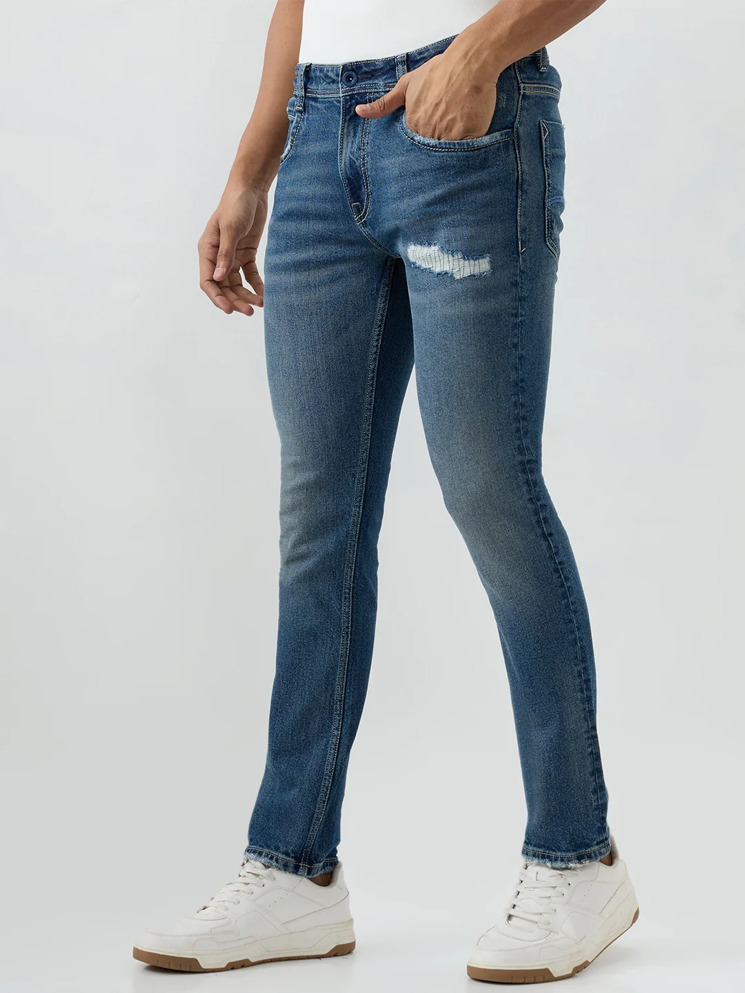 Men Rover Jeans Regular Fit Blue Mid Rise - Image 3
