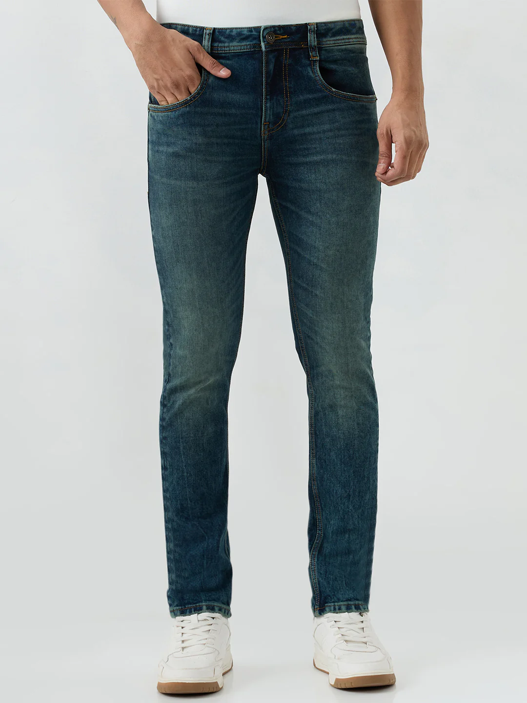 Men Kano Jeans Slim Fit Blue Low Rise