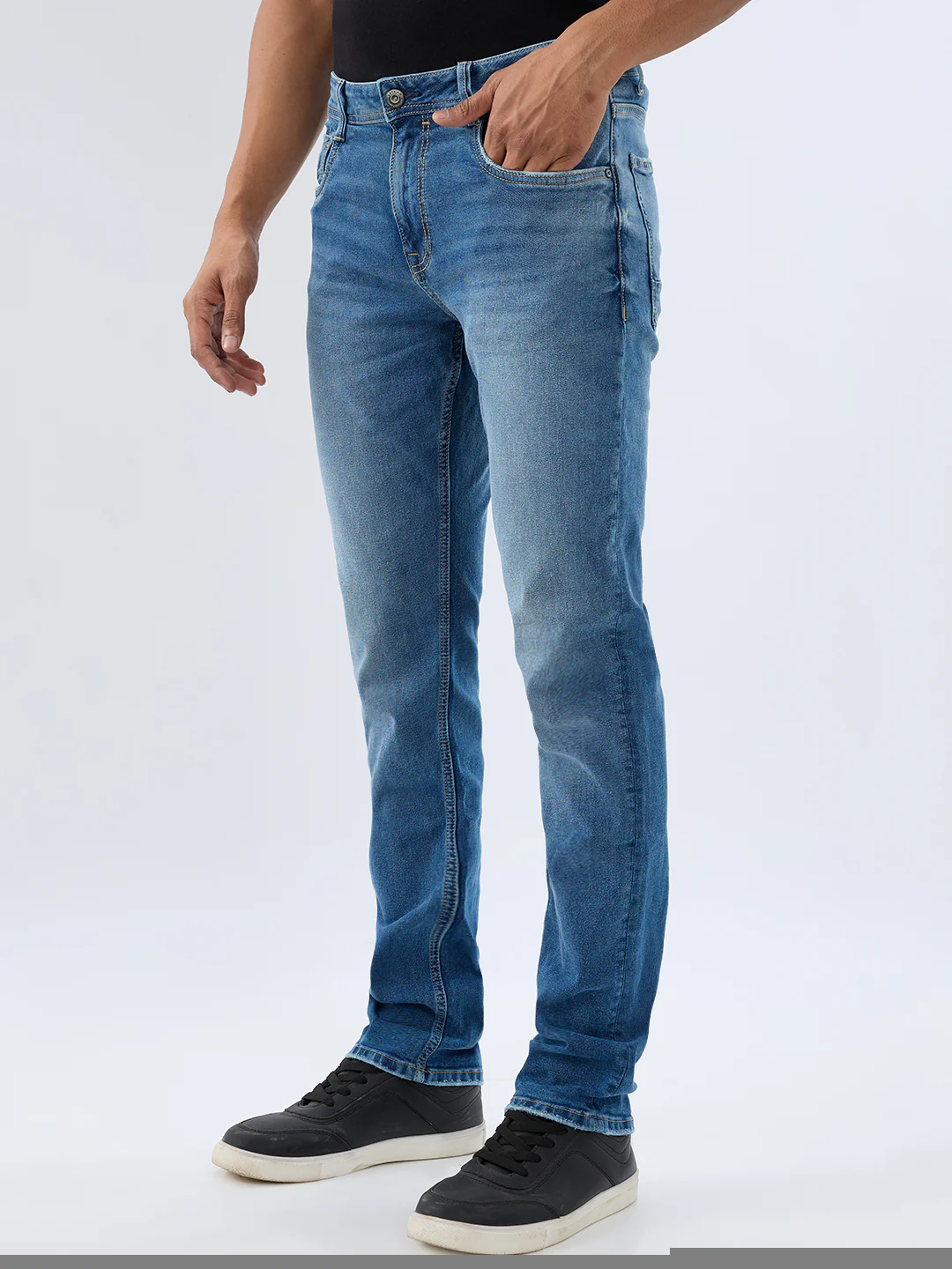 Men Ricardo Jeans Comfort Fit Blue Mid Rise - Image 3