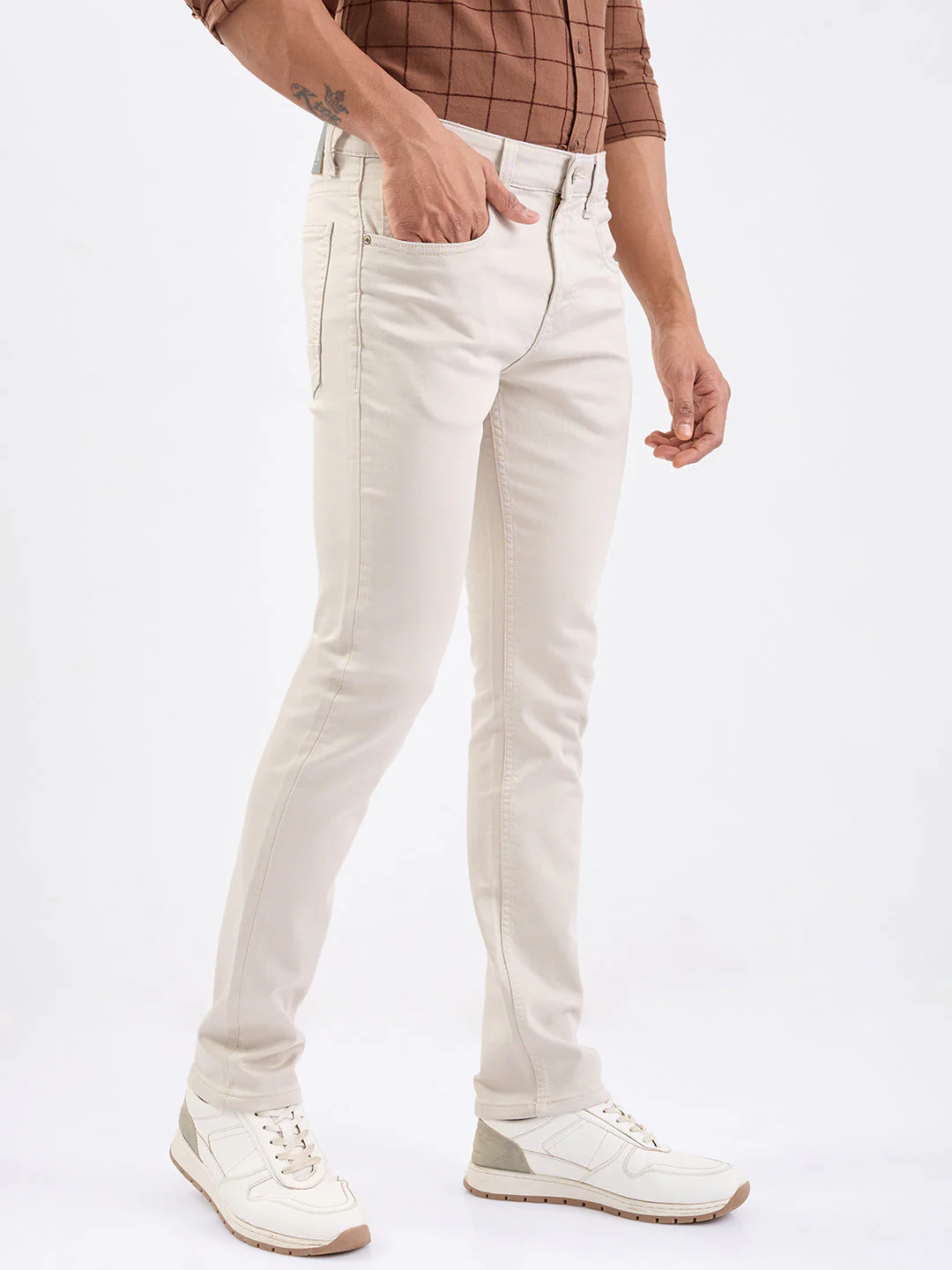 Men Jeans Slim Fit Ivory Low Rise - Image 2