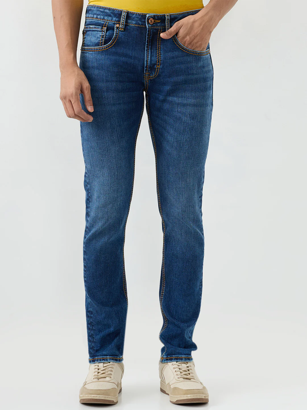 Men Kano Jeans Slim Fit Blue Low Rise