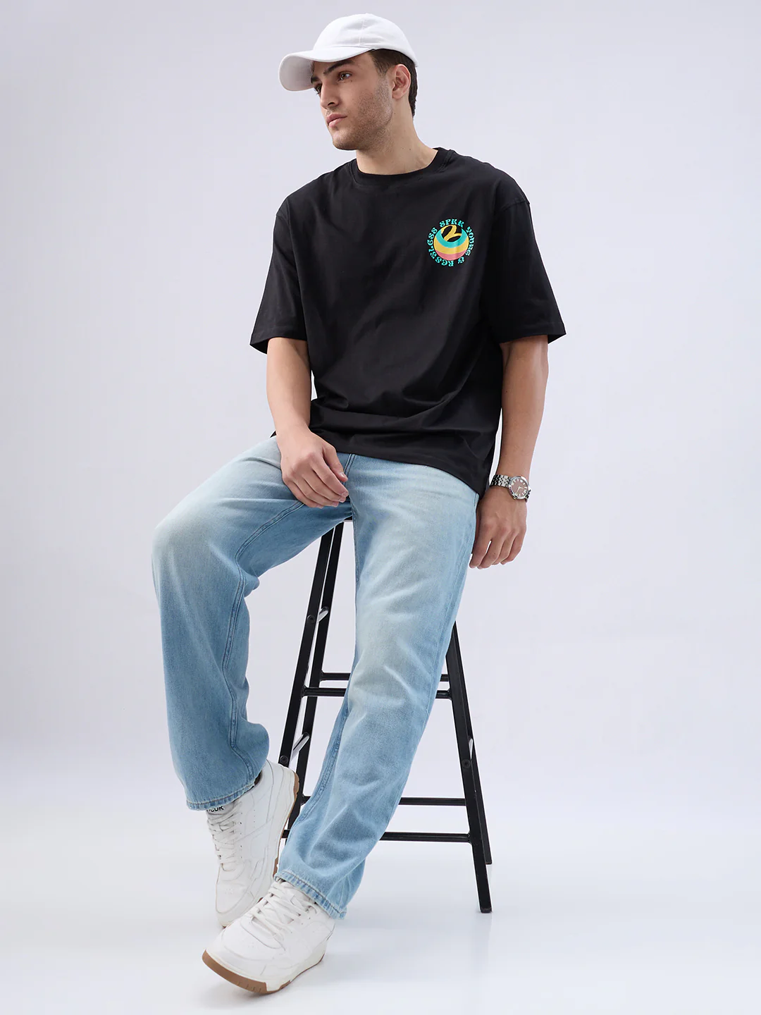 Men Ikemen Jeans Loose Fit Blue Low Rise