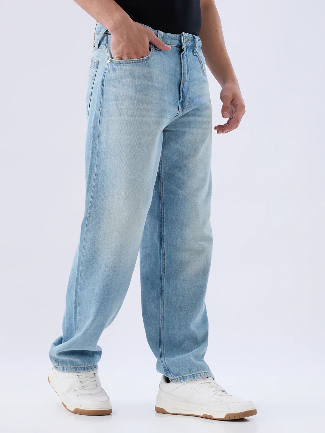 Men Ikemen Jeans Loose Fit Blue Low Rise - Image 3