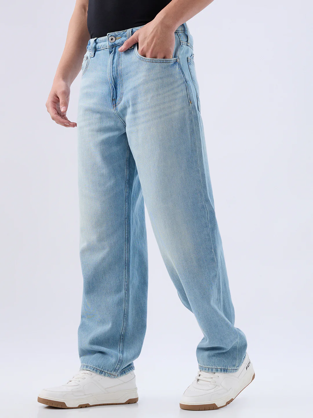 Men Ikemen Jeans Loose Fit Blue Low Rise - Image 4