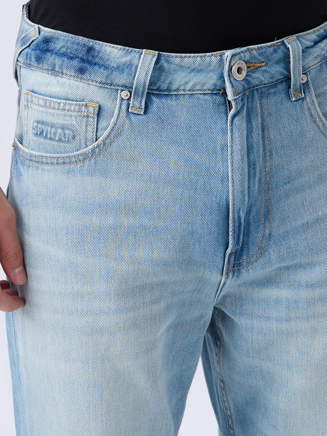Men Ikemen Jeans Loose Fit Blue Low Rise - Image 6