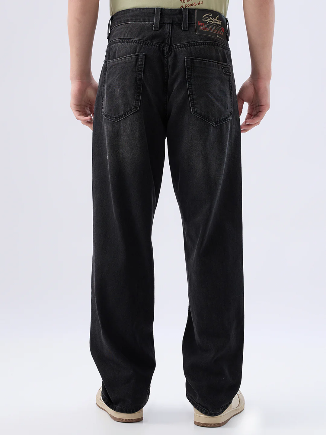 Men Ikemen Jeans Loose Fit Black Low Rise - Image 5