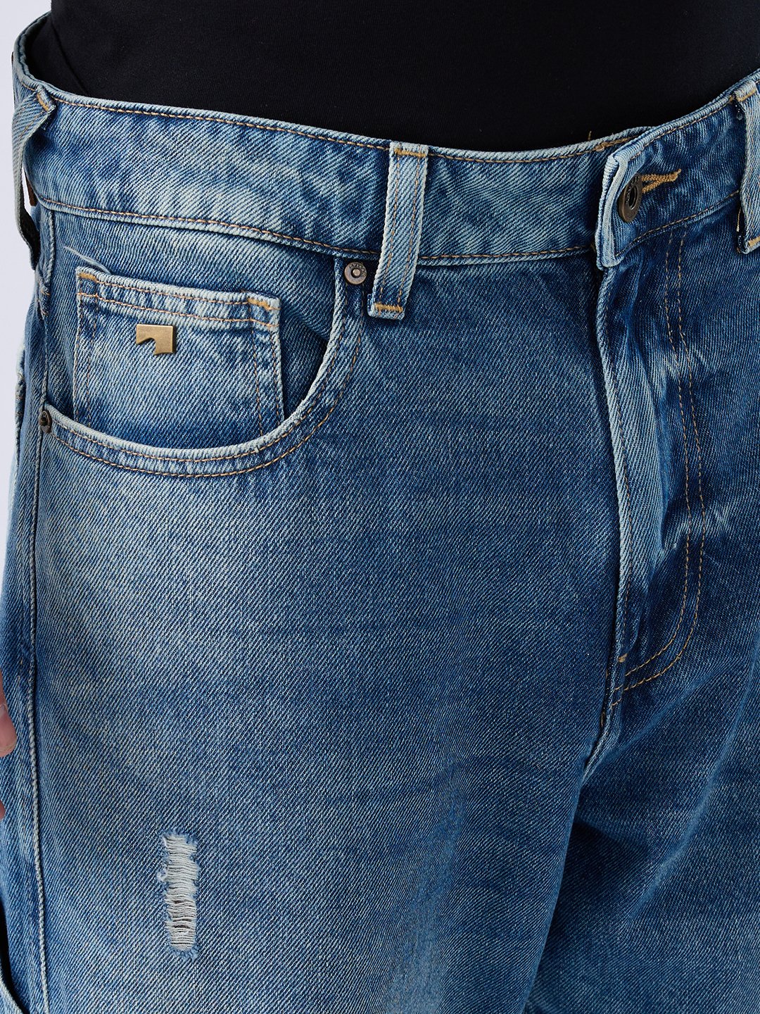 Men Ikemen Jeans Loose Fit Blue Low Rise - Image 6