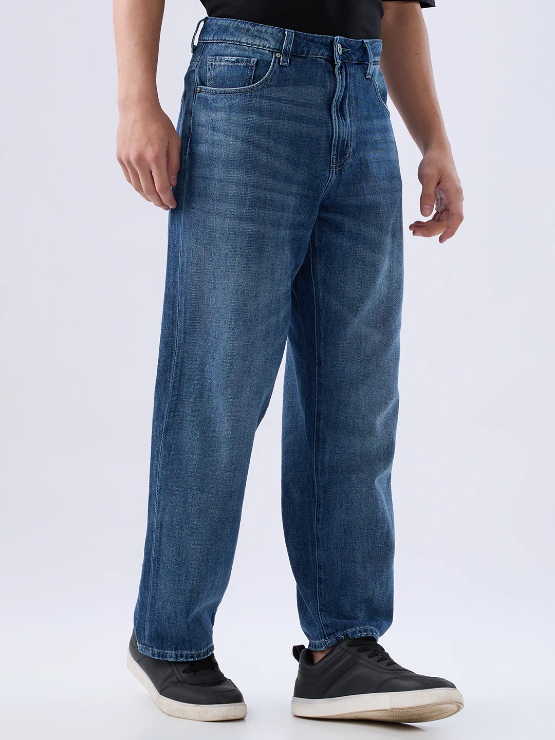 Men Ikemen Jeans Loose Fit Blue Low Rise - Image 3