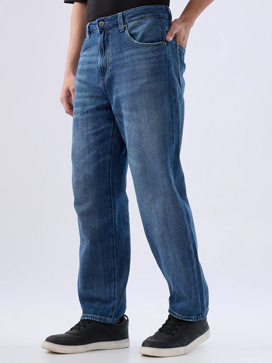 Men Ikemen Jeans Loose Fit Blue Low Rise - Image 4