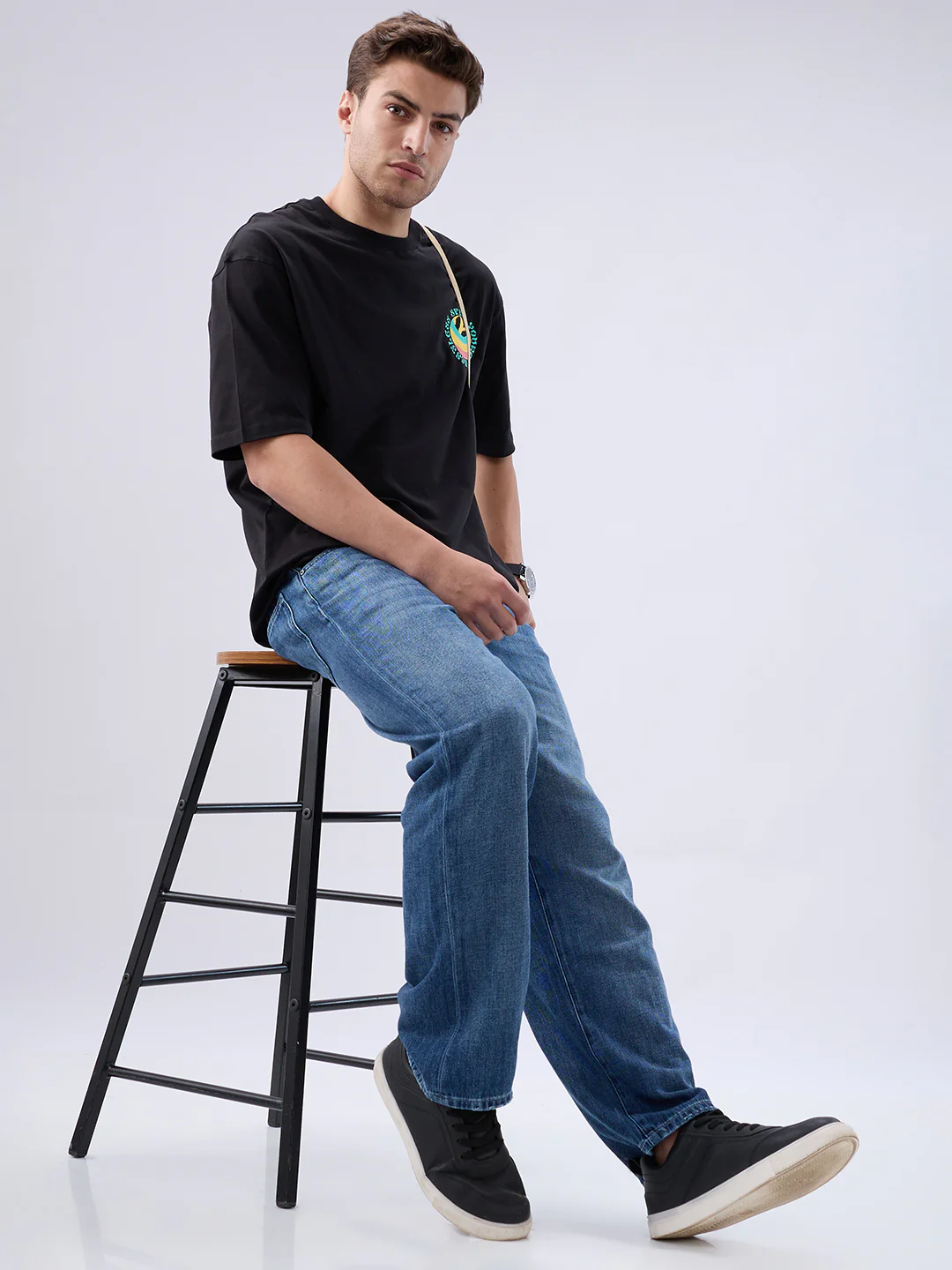 Men Ikemen Jeans Loose Fit Blue Low Rise - Image 7