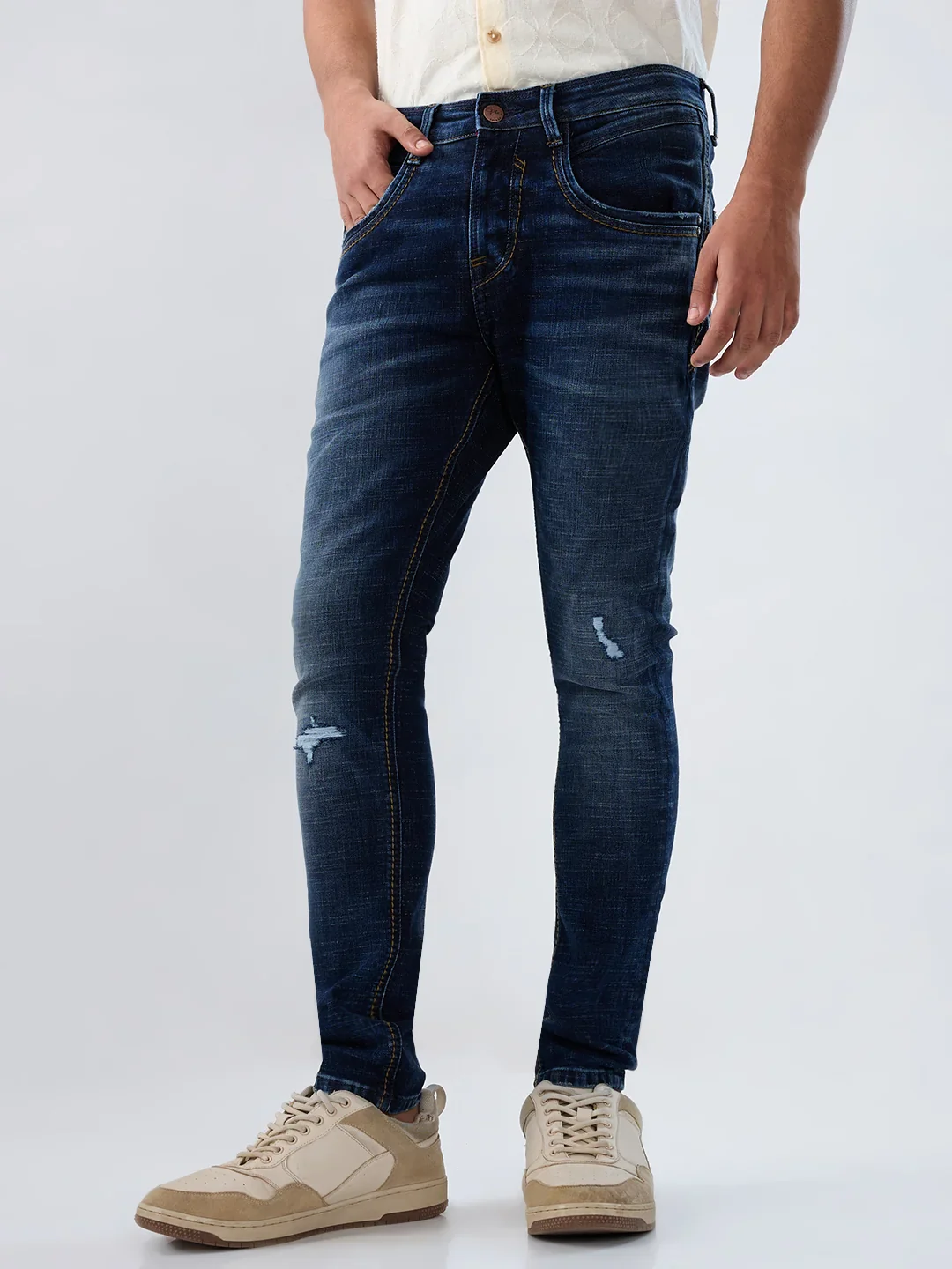 Men Kano Jeans Slim Fit Dark Blue Mid Rise - Image 5