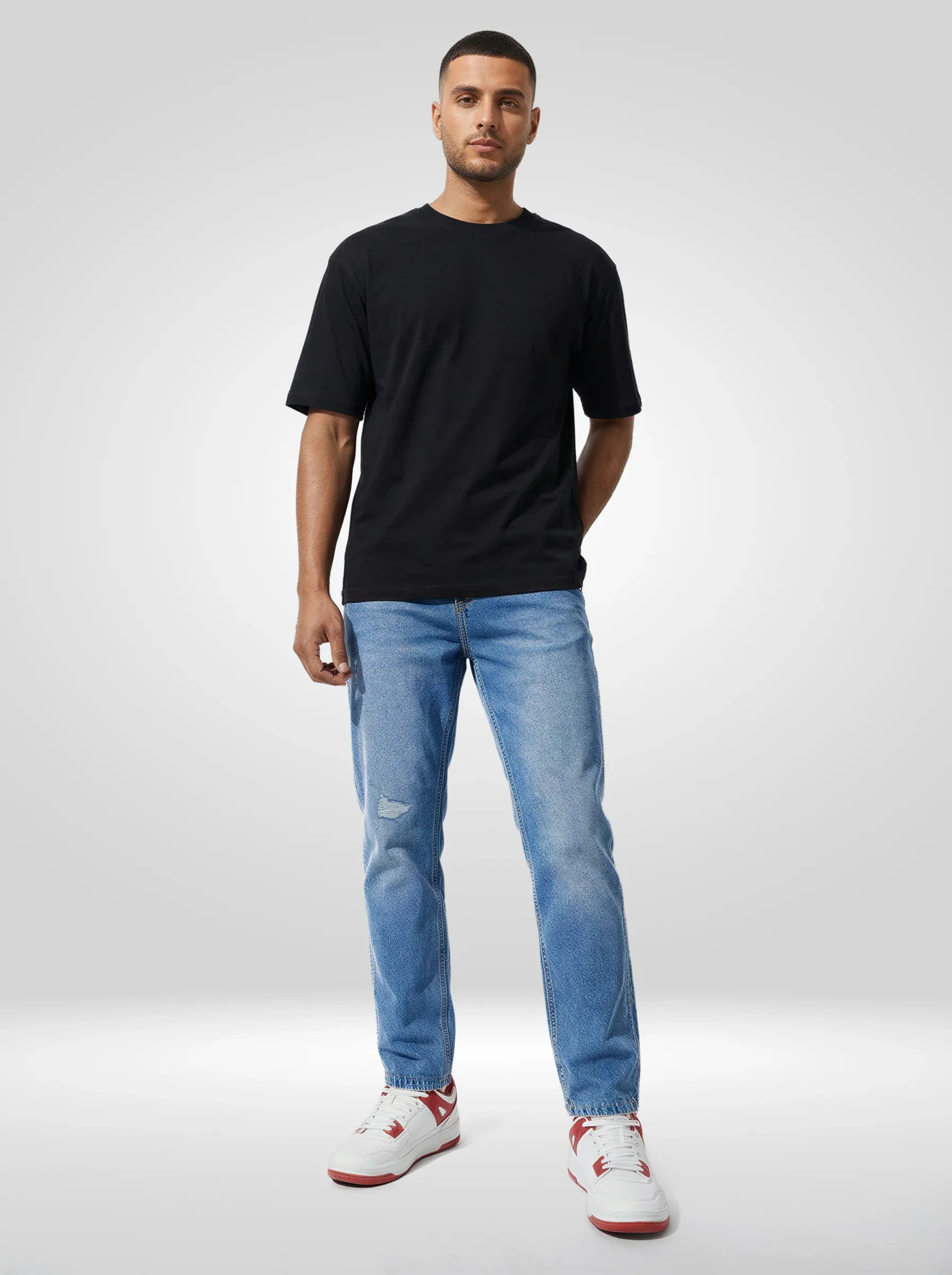 Men Kano Jeans Slim Fit Light Blue Mid Rise