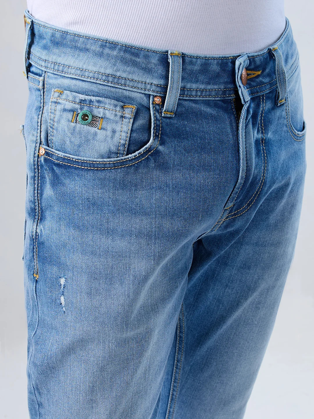 Men Kano Jeans Slim Fit Light Blue Mid Rise - Image 4