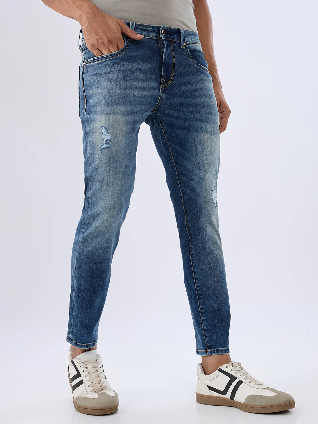 Men Kano Jeans Slim Fit Blue Mid Rise - Image 2
